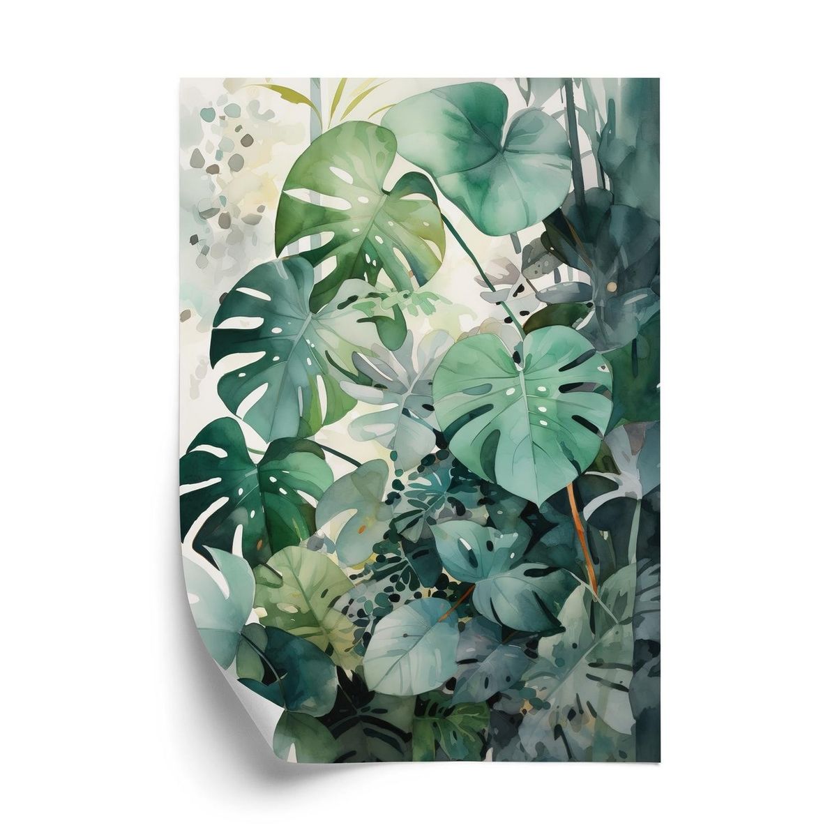 Plakat - Botanisk grøn monstera baggrund