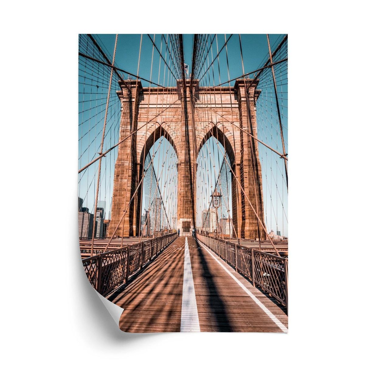 Plakat - Brooklyn bridge med blå himmel i baggrunden