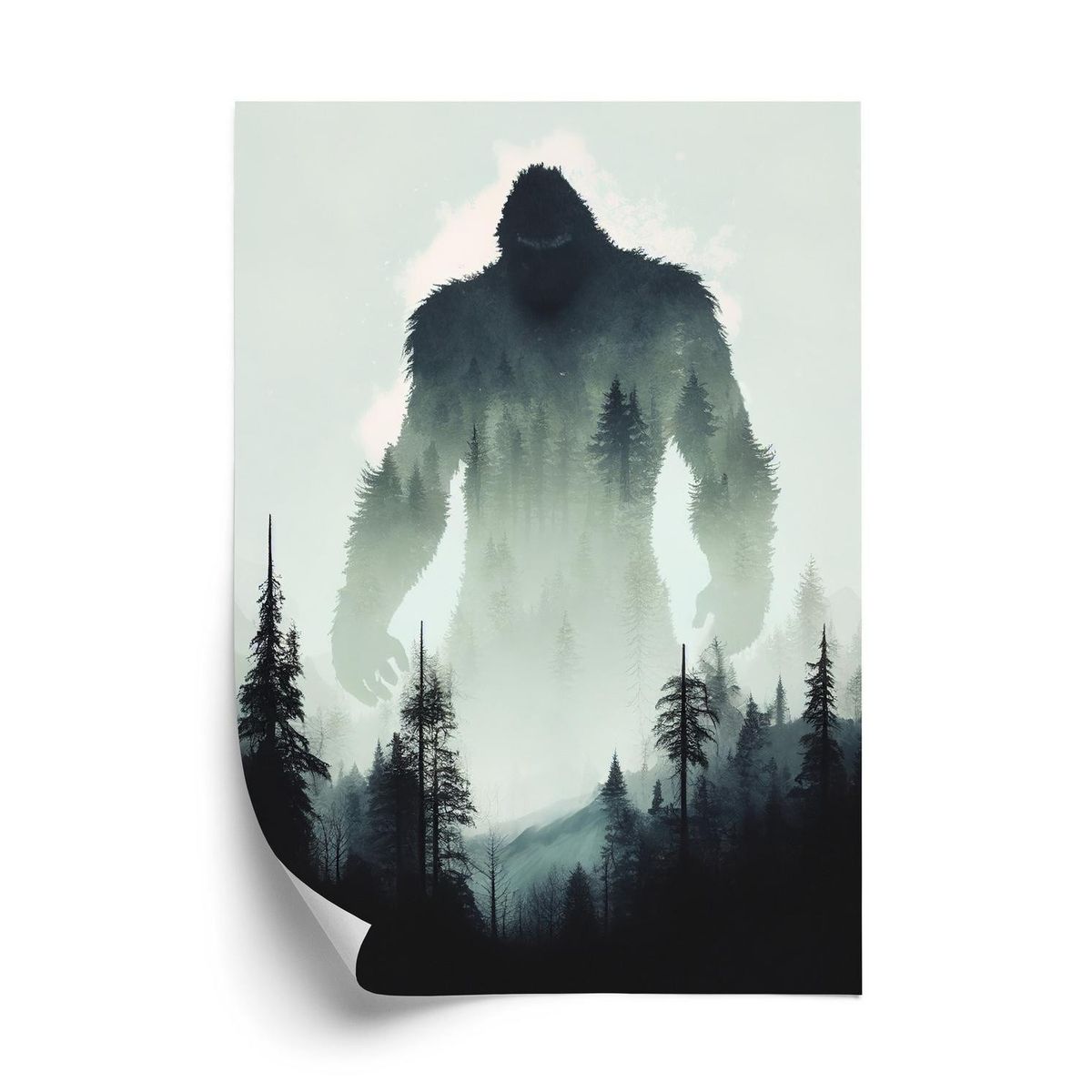 Plakat - Yeti silhuet og mørk skov