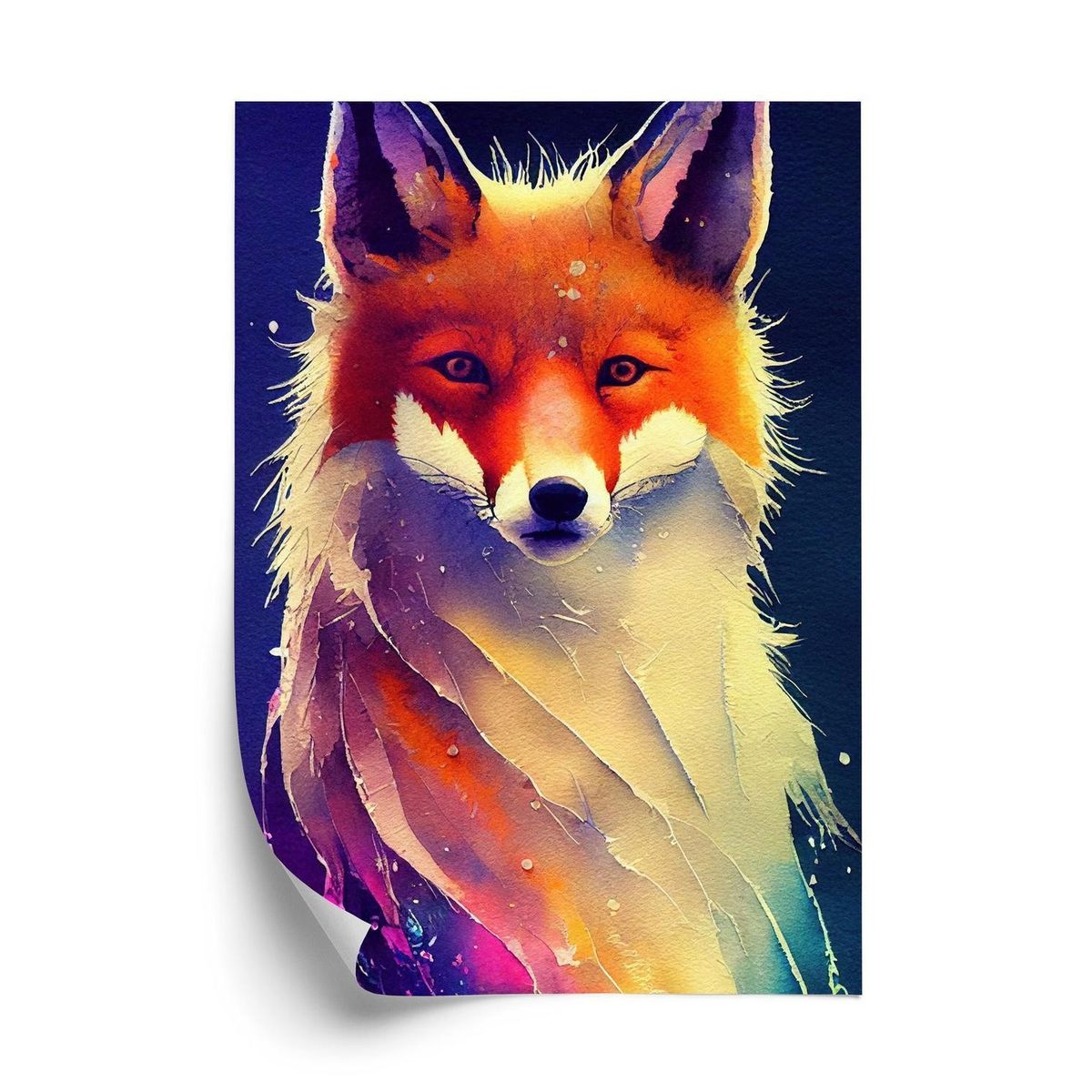 Plakat - Beautiful fine art portrait of red fox. generated by ai is