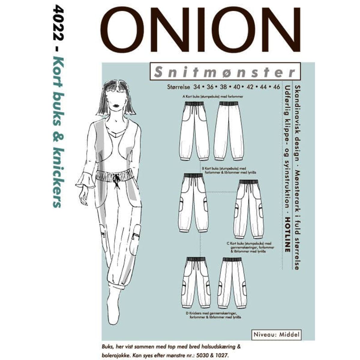 Kort buks og knickers, str. 34-46 - Onion 4022