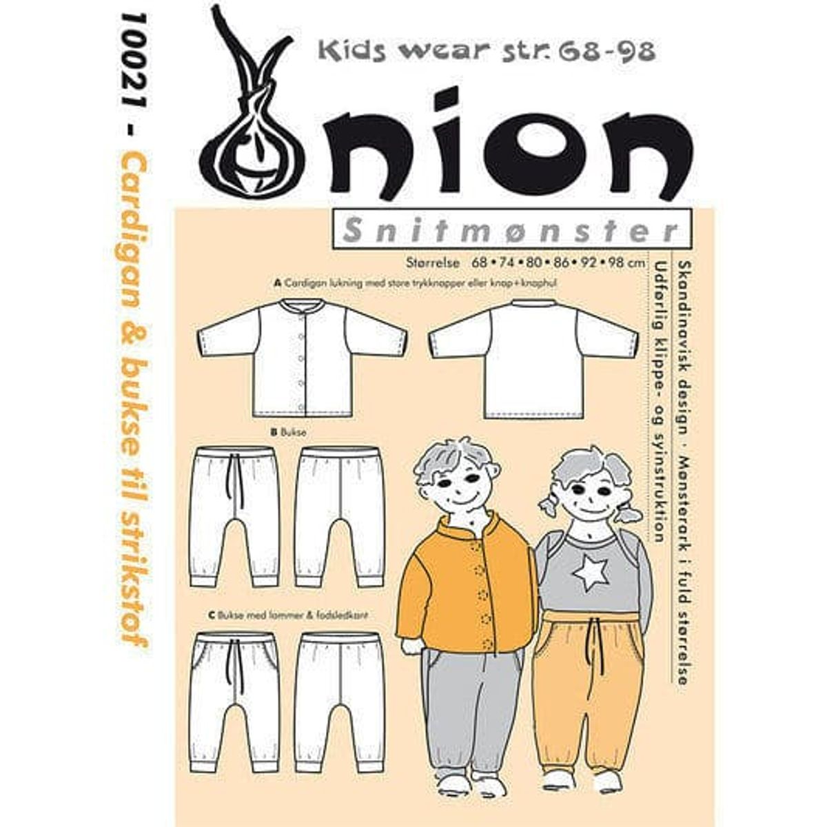 Cardigan & bukser til strikstof, str. 68-98 - Onion kids wear 10021