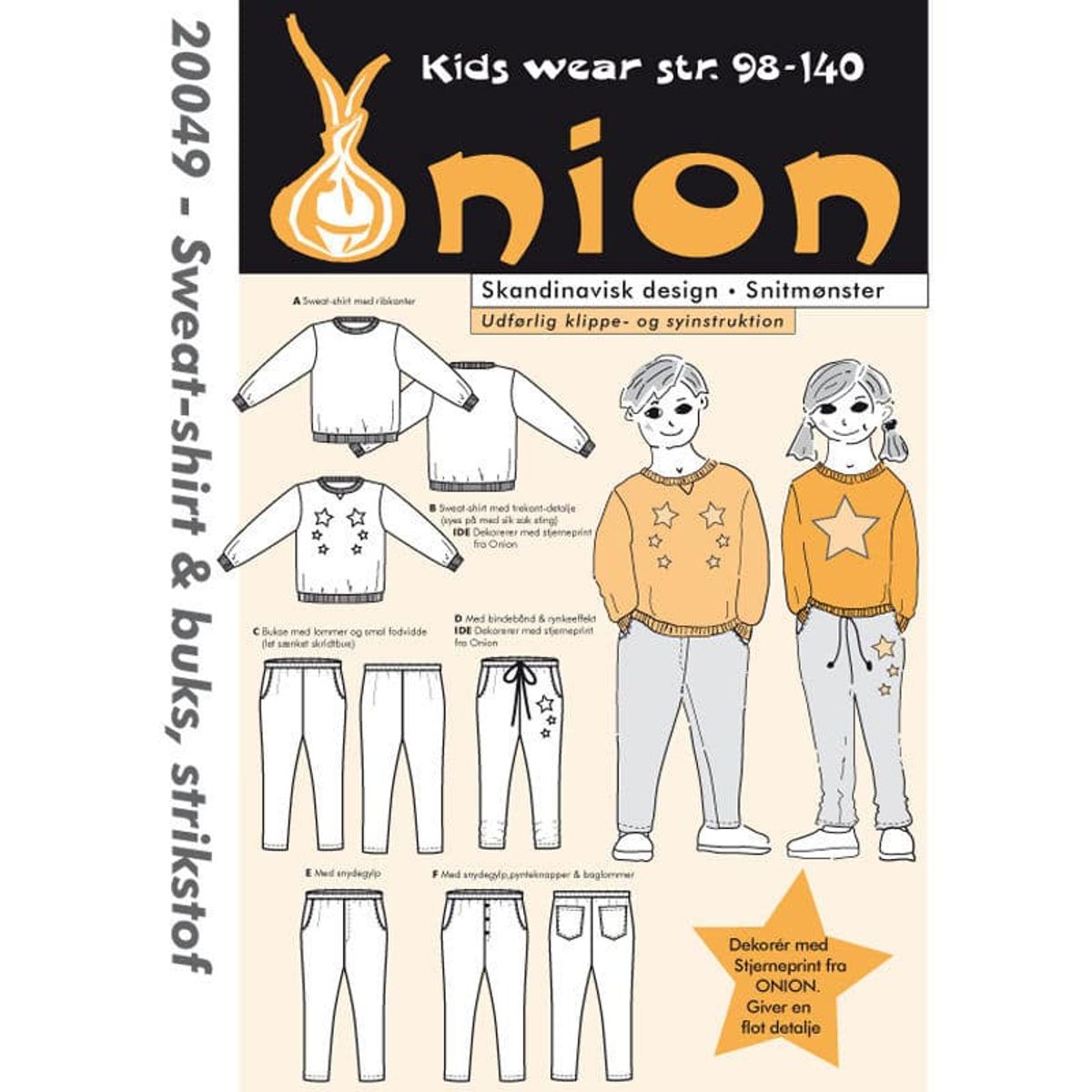 Sweat-shirt & buks, strikstof, str. 98-140 - Onion kids wear 20049