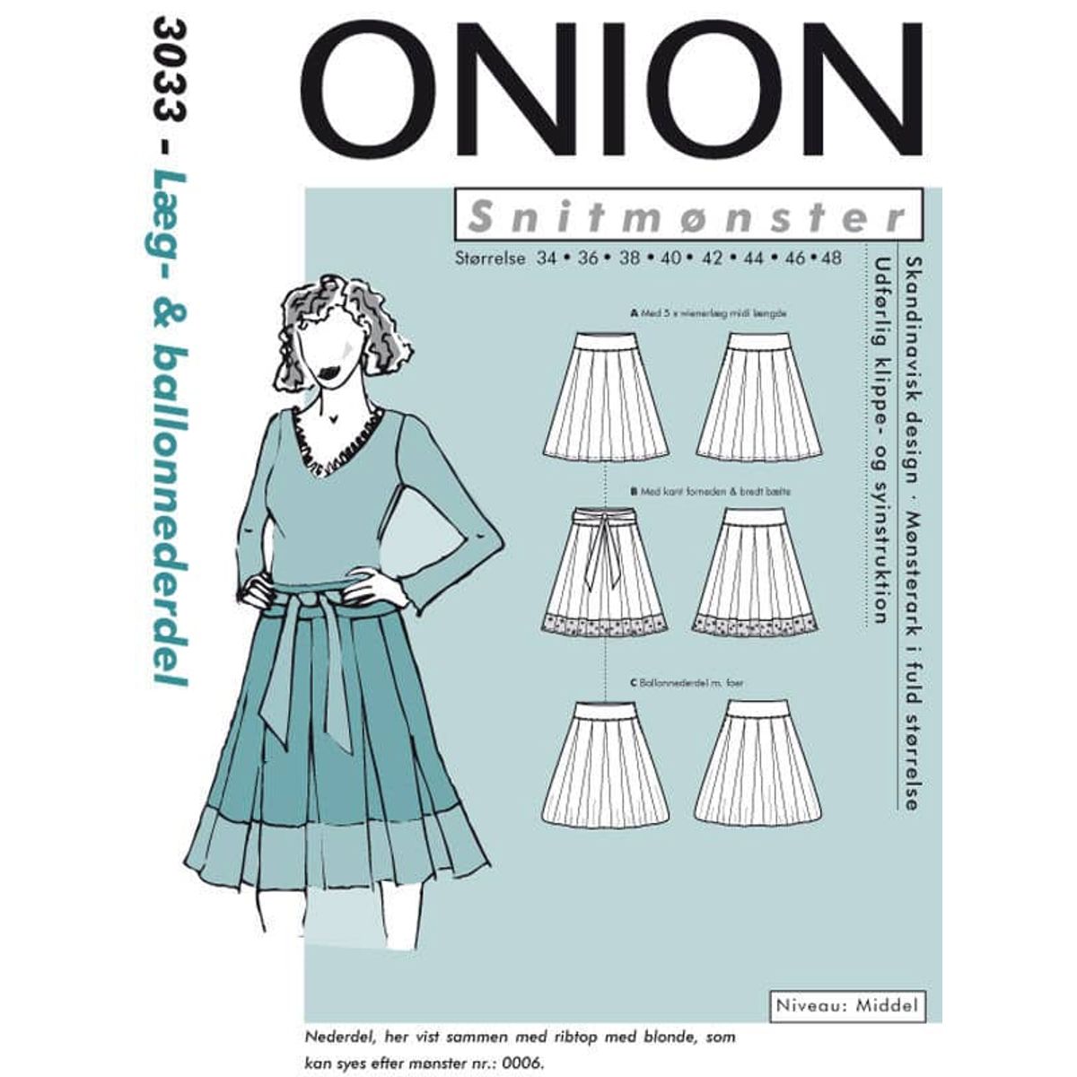 Læg- og ballonnederdel, str. 34-48 - Onion 3033