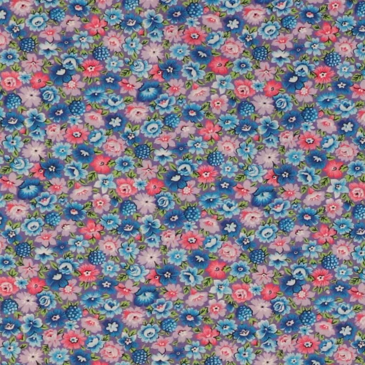 Blomster på lilla bund - Patchwork - 100% Bomuld