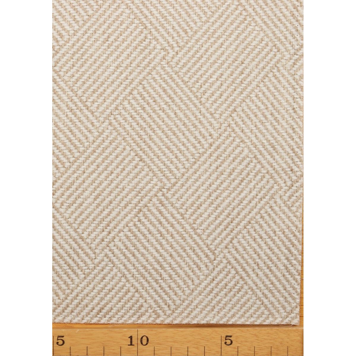 Hvid/beige møbelstof - Uld/polyester