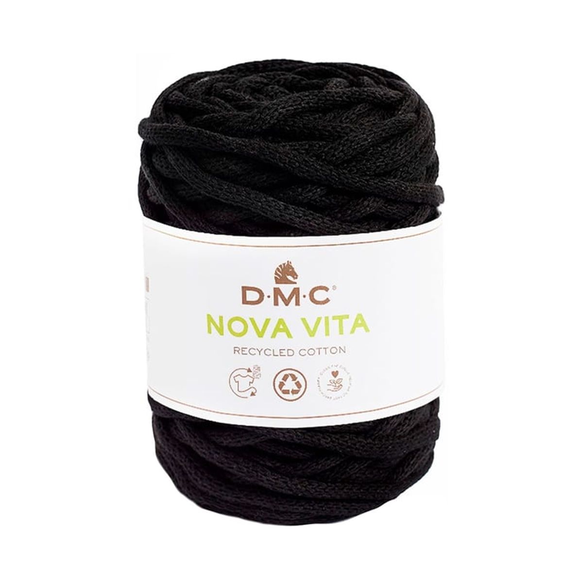 Nova Vita 12 fra DMC (bæredygtigt) i mange farver - 002 sort - 20% Polyester, 80% genbrugsbomuld