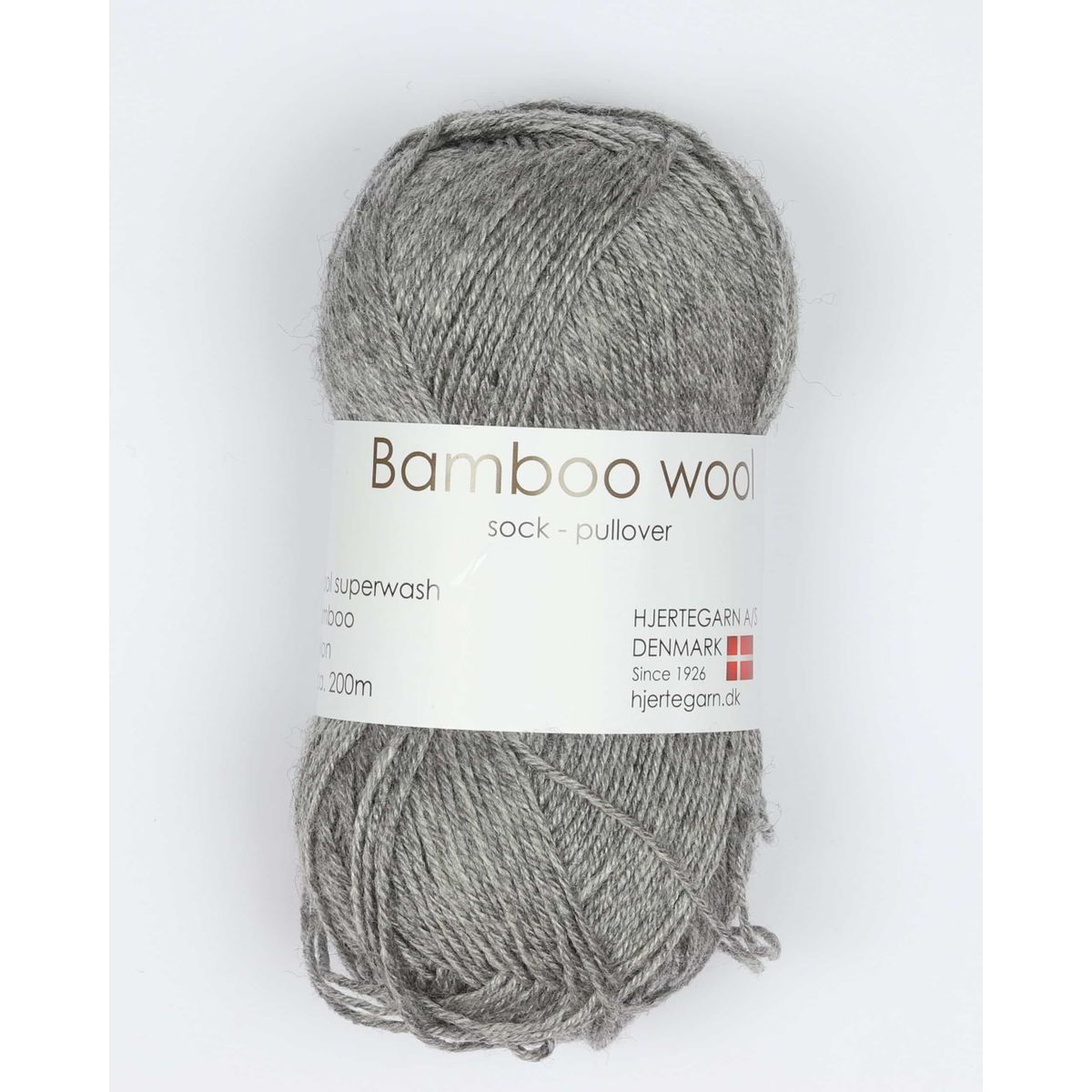 Bamboo Wool fra Hjertegarn i mange farver - 0435 grå - 15% Nylon, 30% Bambus, 55% Uld