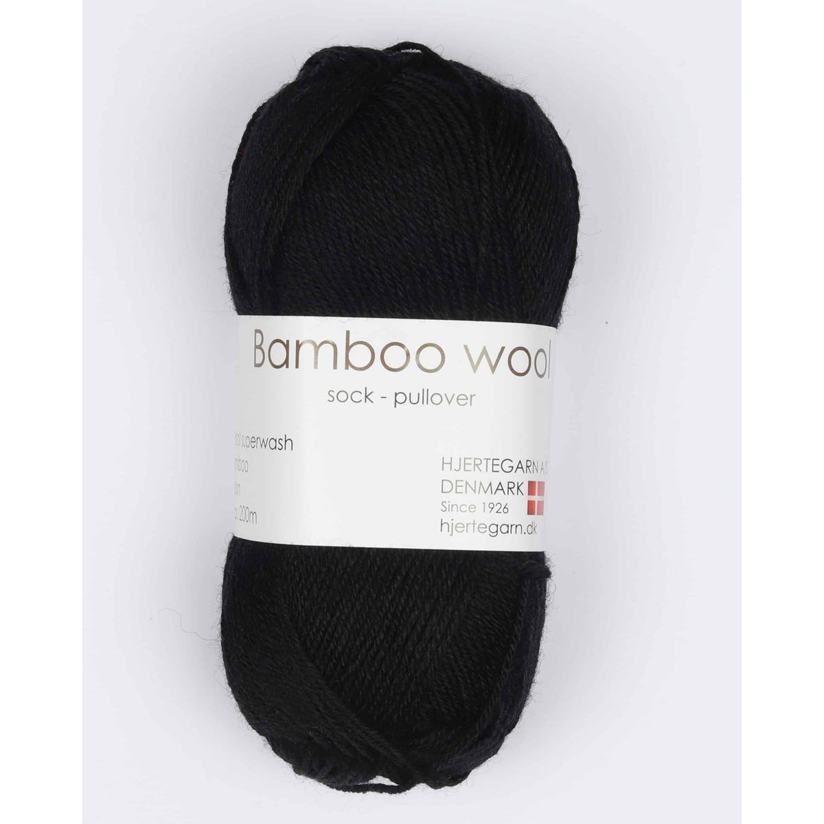 Bamboo Wool fra Hjertegarn i mange farver - 0500 sort - 15% Nylon, 30% Bambus, 55% Uld