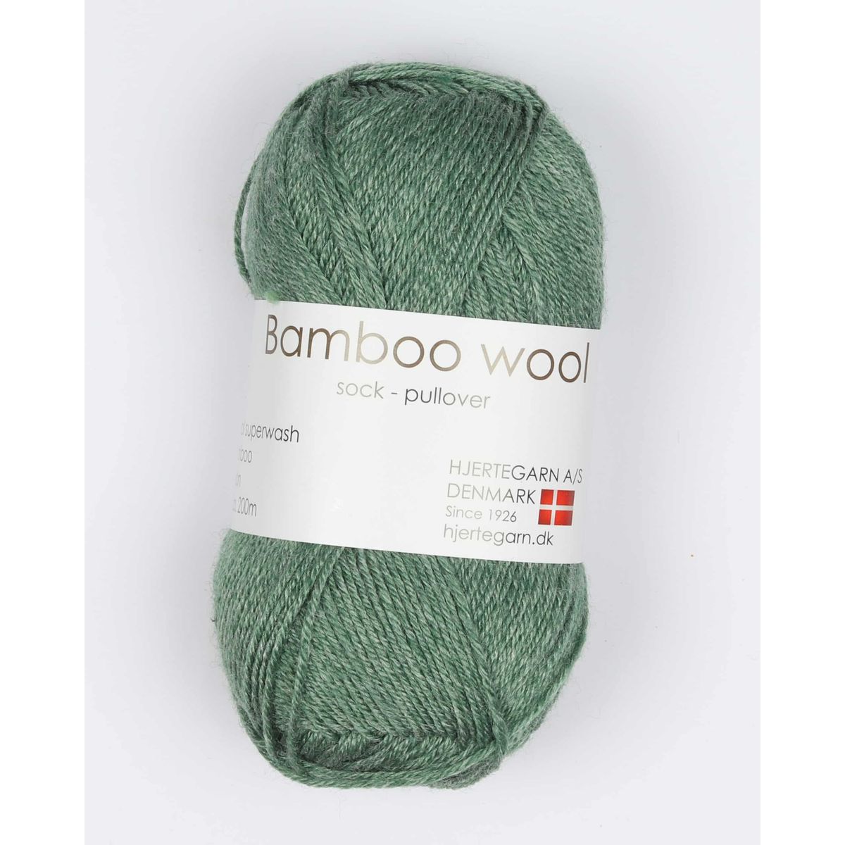 Bamboo Wool fra Hjertegarn i mange farver - 6114 grøn - 15% Nylon, 30% Bambus, 55% Uld