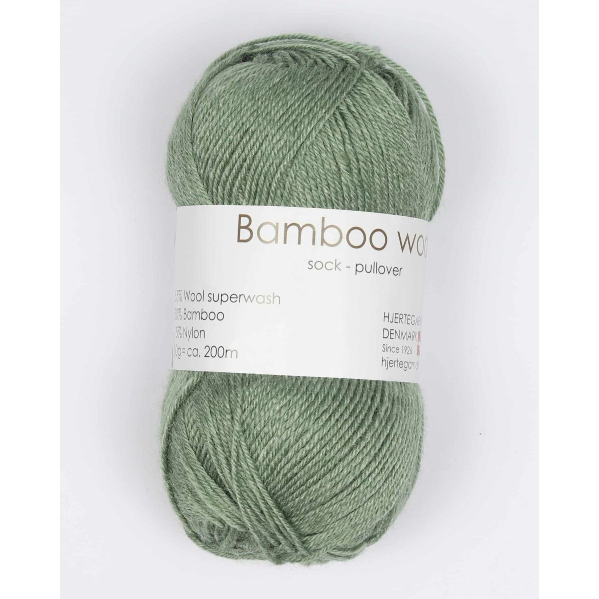 Bamboo Wool fra Hjertegarn i mange farver - 0115 lys grøn - 15% Nylon, 30% Bambus, 55% Uld