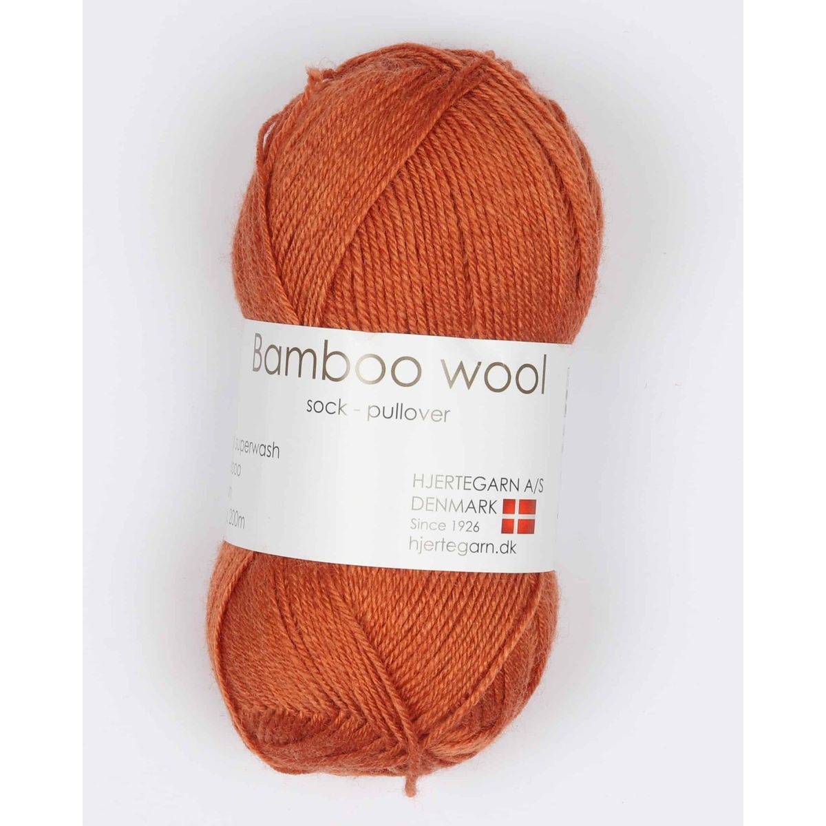 Bamboo Wool fra Hjertegarn i mange farver - 1343 rust - 15% Nylon, 30% Bambus, 55% Uld