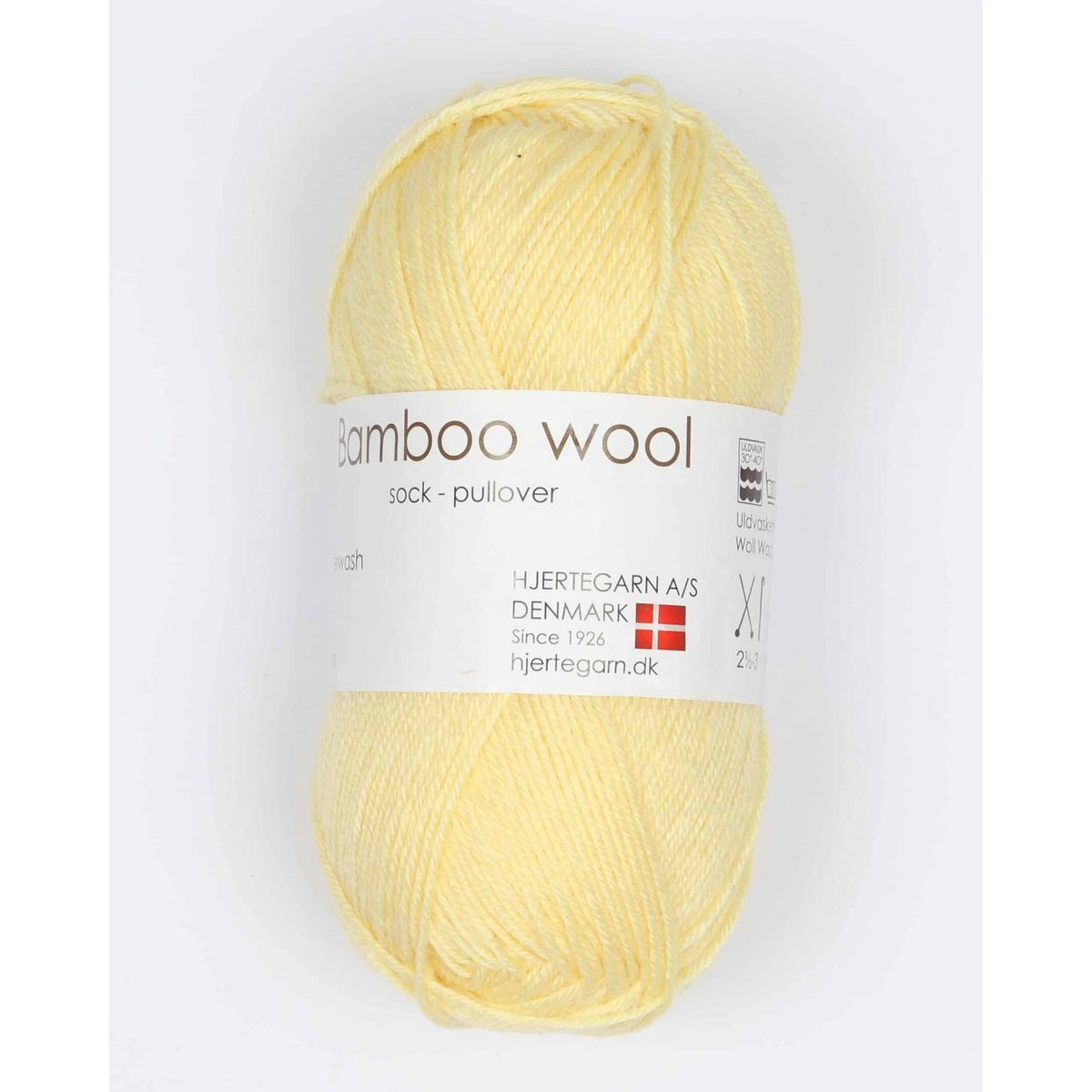 Bamboo Wool fra Hjertegarn i mange farver - 3050 lysegul - 15% Nylon, 30% Bambus, 55% Uld