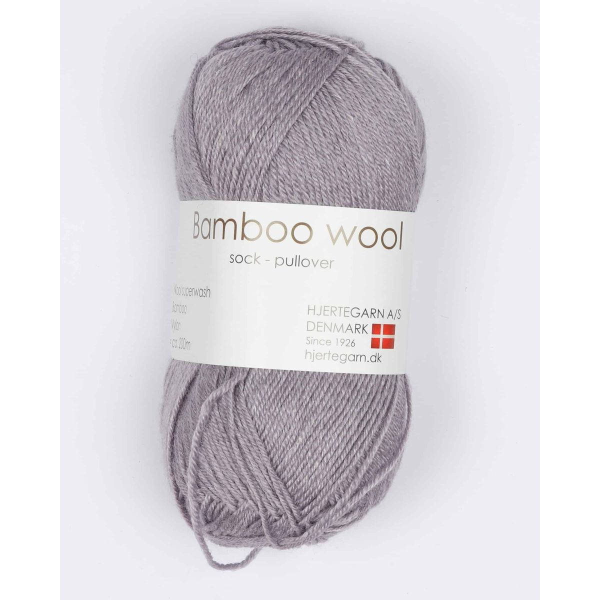 Bamboo Wool fra Hjertegarn i mange farver - 3906 lavendel - 15% Nylon, 30% Bambus, 55% Uld