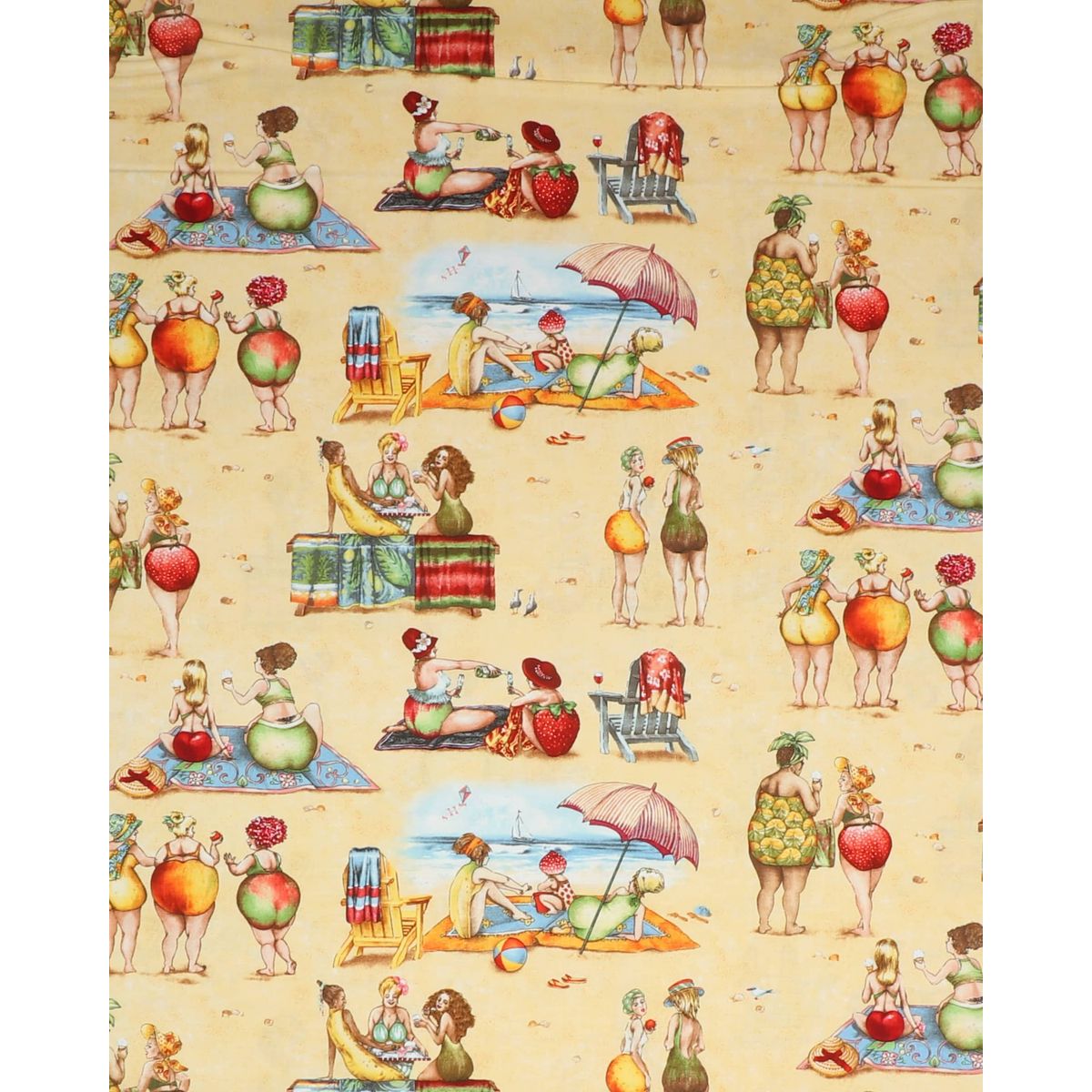 Fruit ladies ved stranden - Patchwork - 100% Bomuld