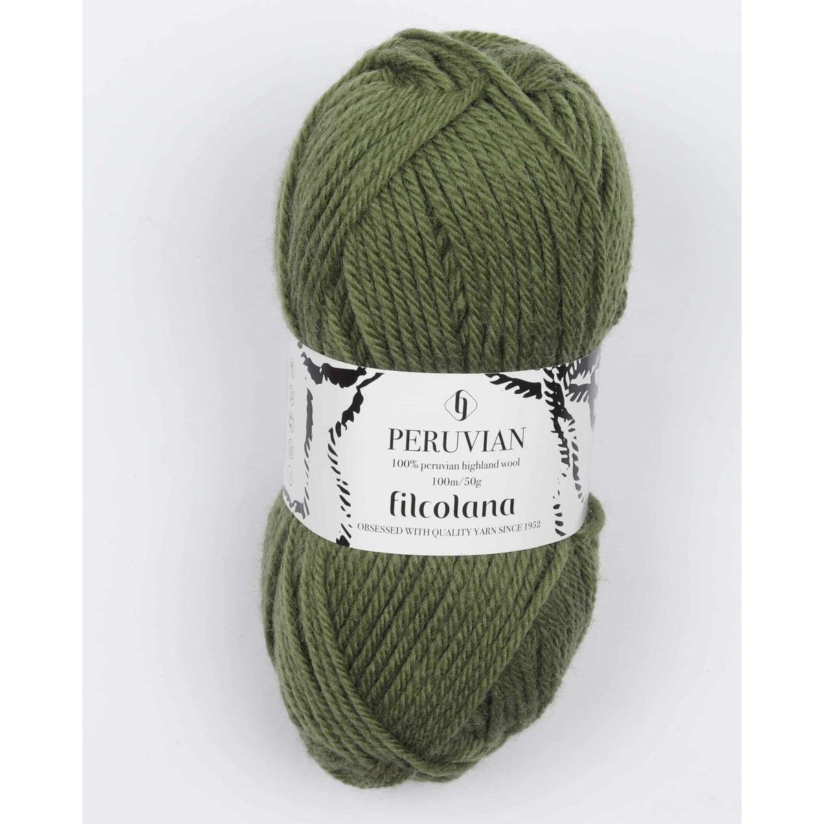 Peruvian Highland Wool fra Filcolana i mange farver - 221 olivengrøn - 100% Peruvian-highland-uld