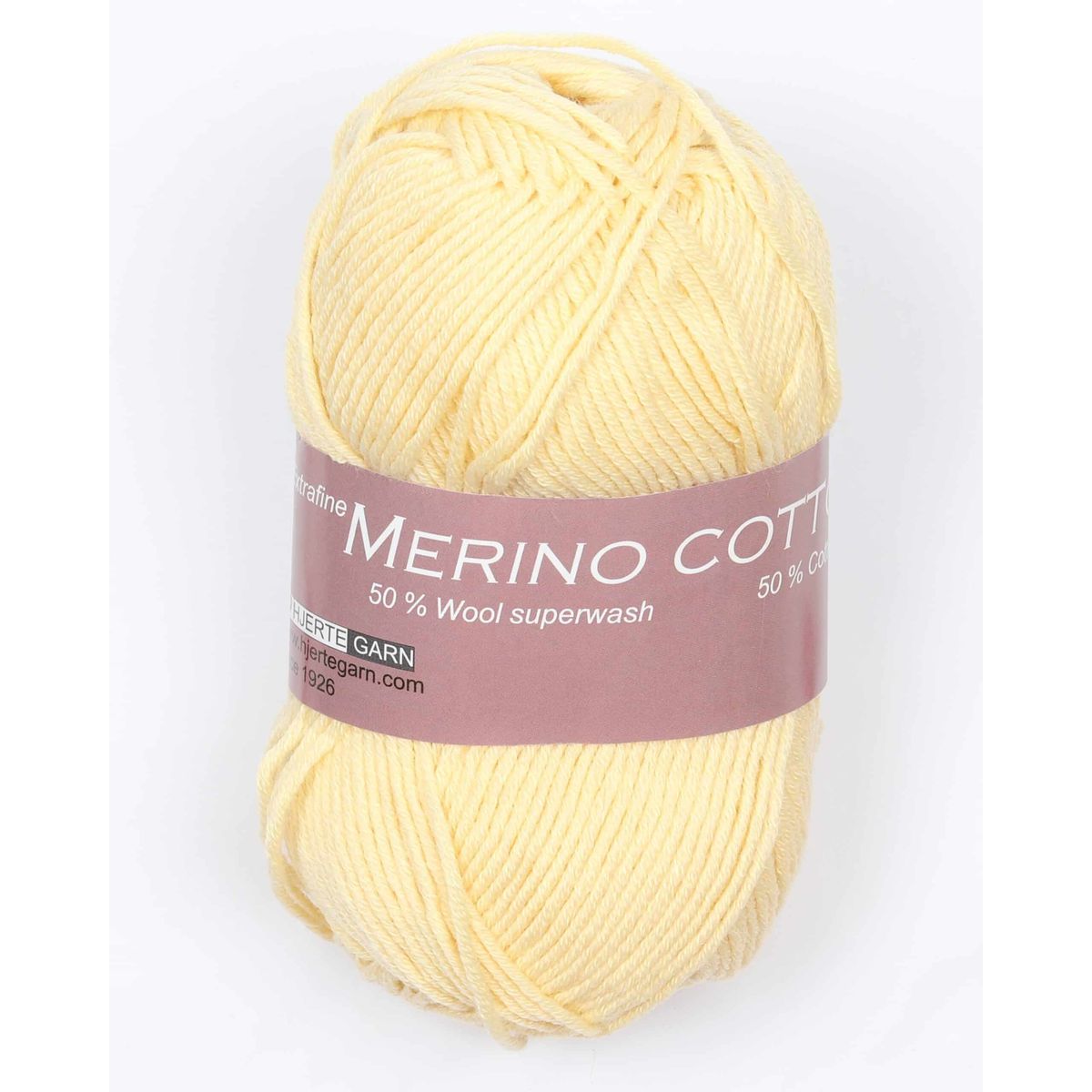 Merino cotton fra Hjertegarn i mange farver - 0917 Lysegul - 50% Bomuld, 50% Uld