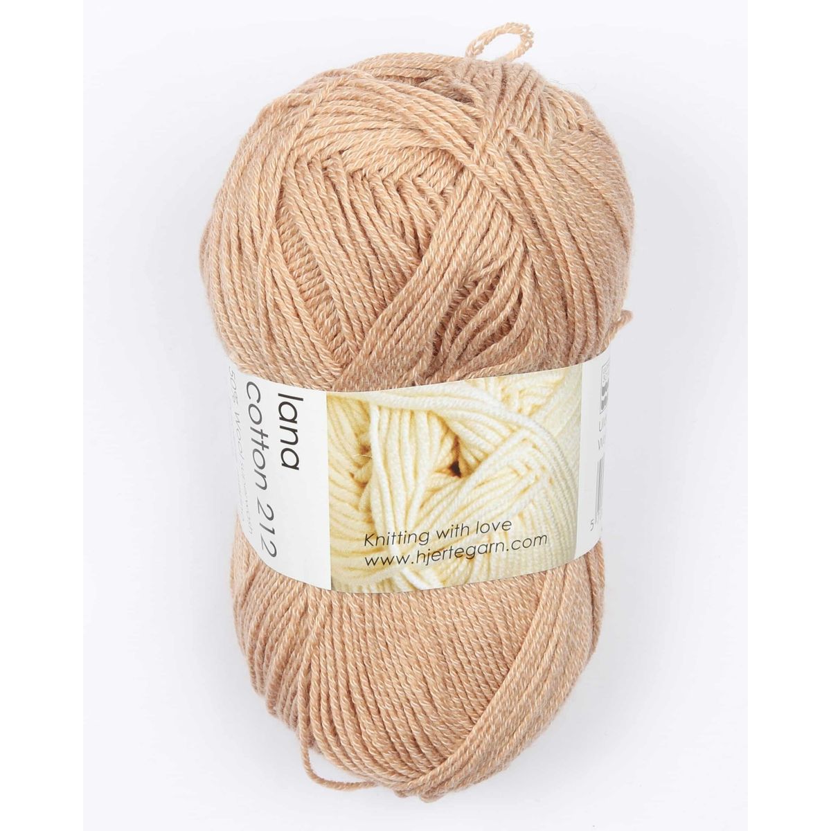 Lana Cotton 212 fra Hjertegarn i mange farver - 1309 karamel - 50% Bomuld, 50% Merinould