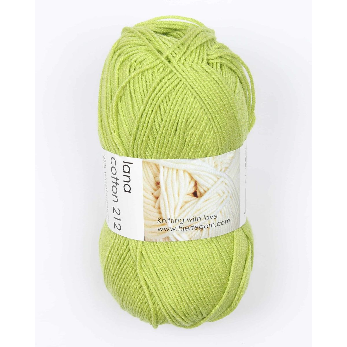 Lana Cotton 212 fra Hjertegarn i mange farver - 1435 limegrøn - 50% Bomuld, 50% Merinould