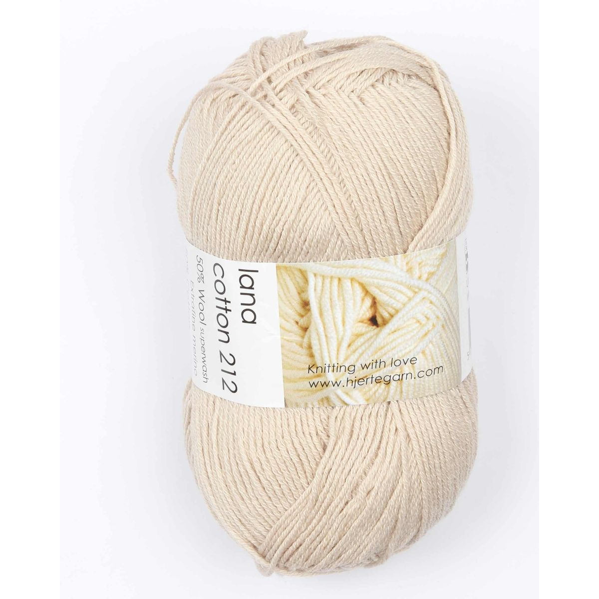 Lana Cotton 212 fra Hjertegarn i mange farver - 2122 sand - 50% Bomuld, 50% Merinould