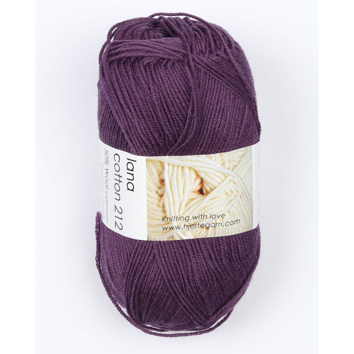 Lana Cotton 212 fra Hjertegarn i mange farver - 3714 dyb lilla - 50% Bomuld, 50% Merinould