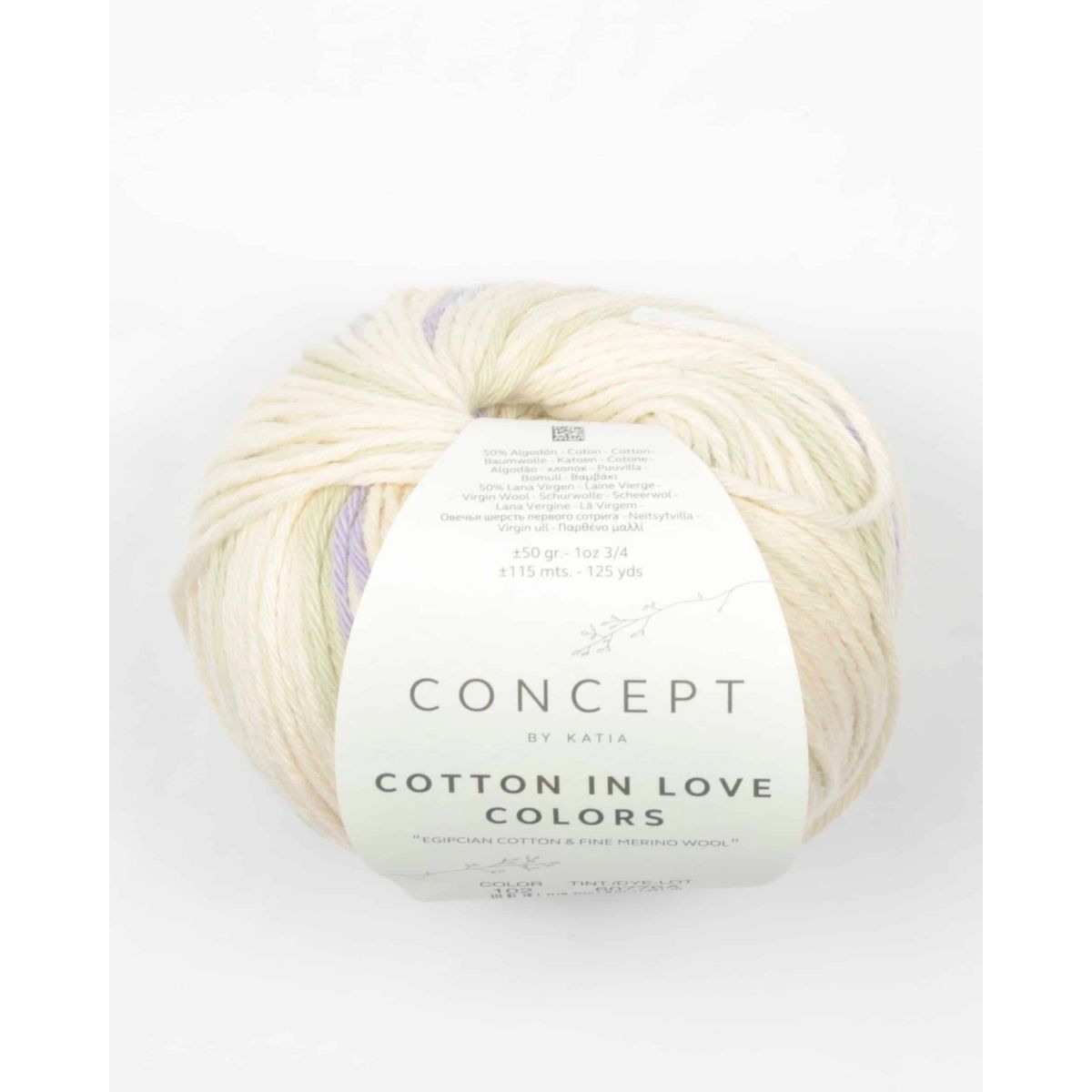 Cotton in love colors, fra Katia i flere farvekombinationer - 102 Multifarvet - 50% Bomuld, 50% Uld