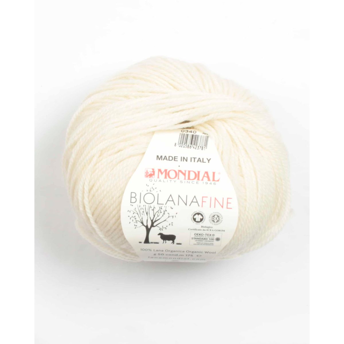 Bio Lana Fine fra Mondial i mange farver - 340 Offwhite - 100% Uld