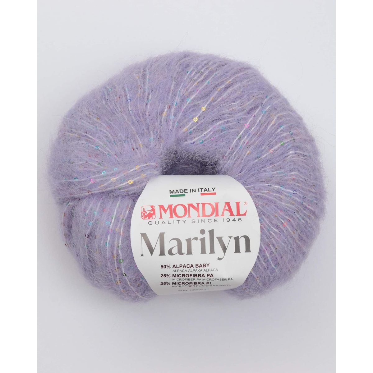 Marilyn fra Mondial (med små palietter) - 916 Lyselilla - 50% Alpaka, 50% Microfibre