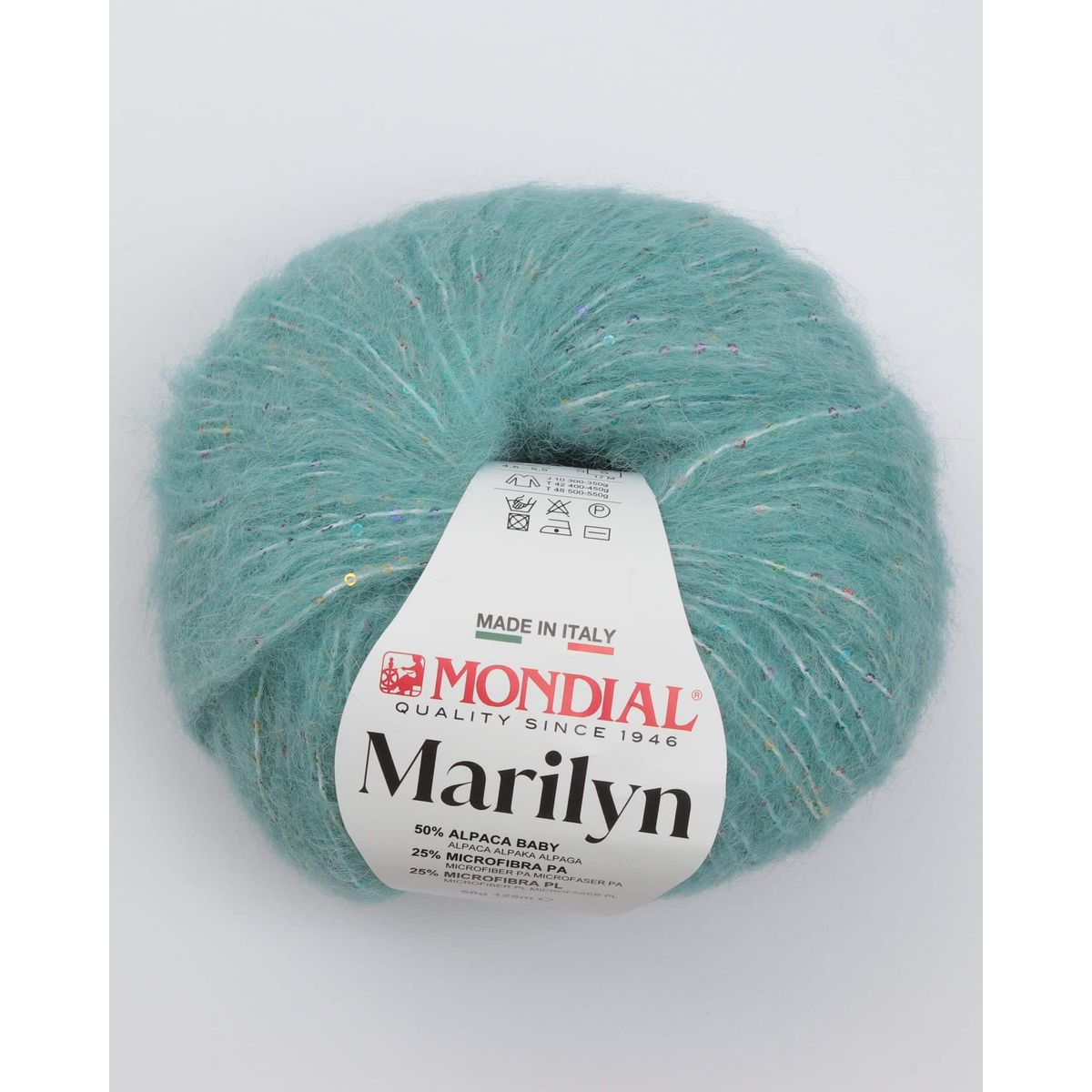 Marilyn fra Mondial (med små palietter) - 917 Mørk mint - 50% Alpaka, 50% Microfibre