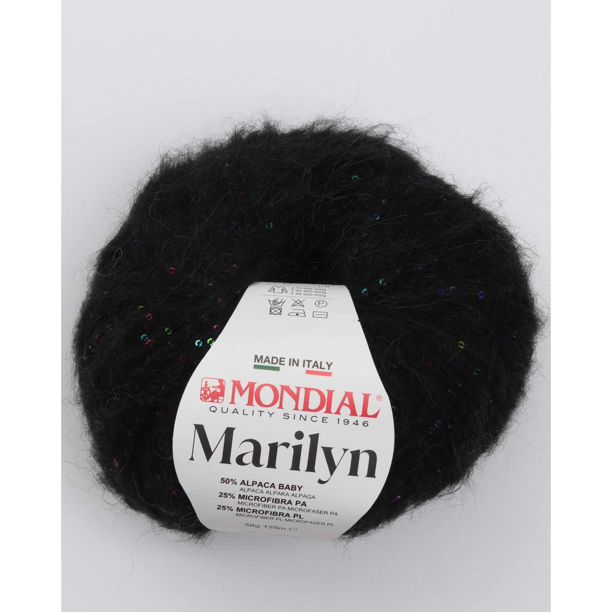 Marilyn fra Mondial (med små palietter) - 921 Sort - 50% Alpaka, 50% Microfibre