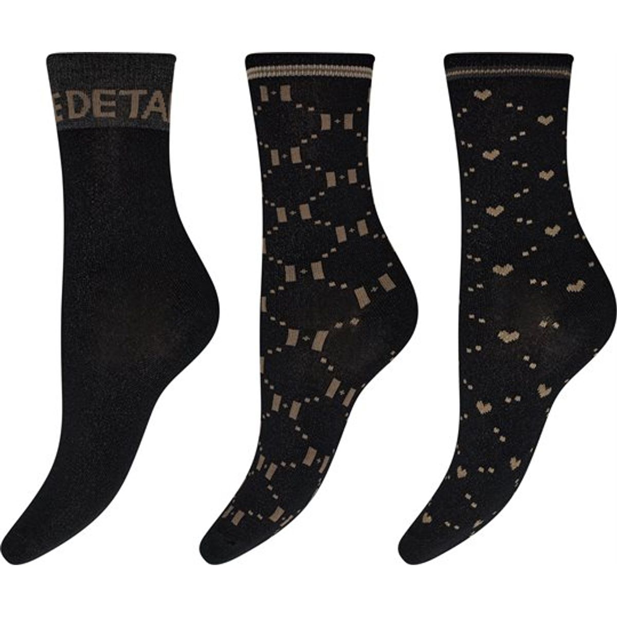 Hype The Detail - Socks 3-Pack - Black Glitter