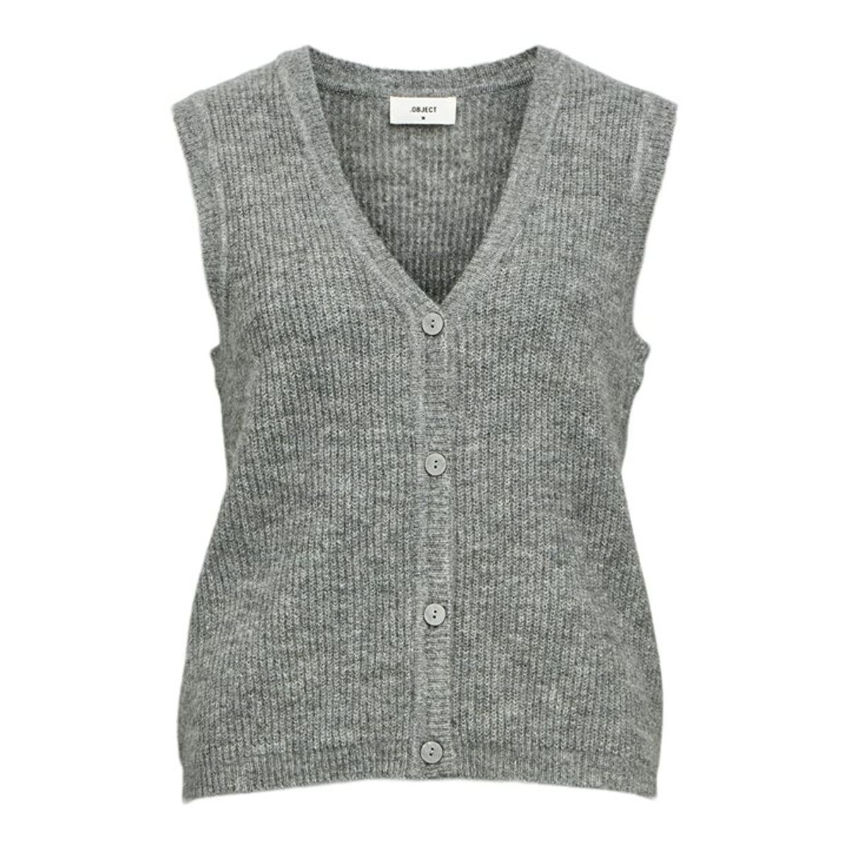 Object - Diana V-Neck Vest - Medium Grey Melange