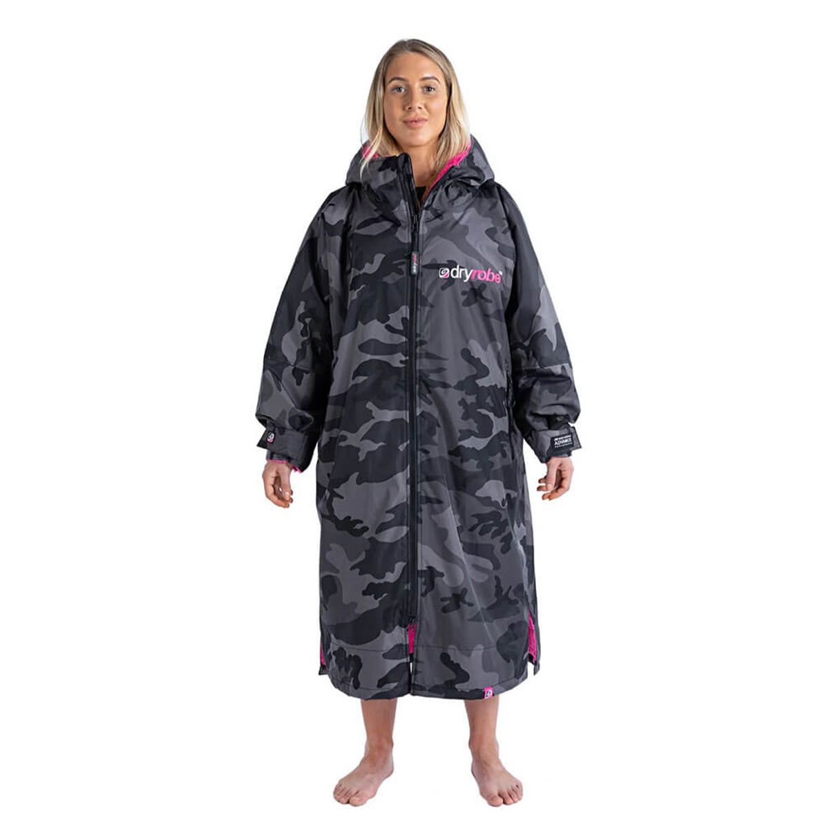 dryrobe ® Advance Long Sleeve V3 - Black/Camo/Pink