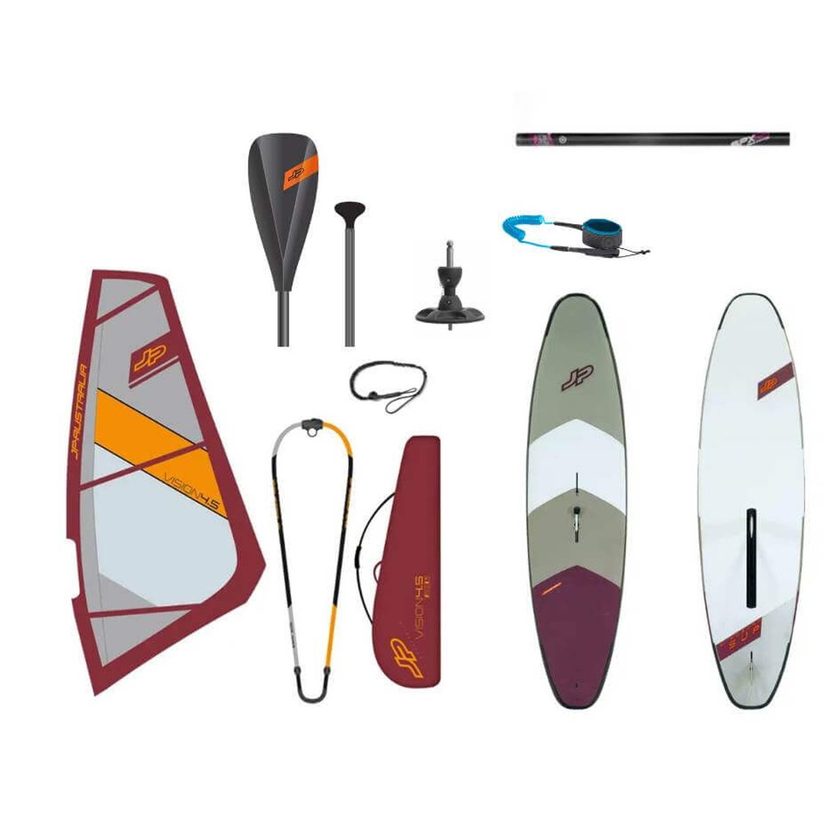 JP Australia Windsurf SUP EVA 10'9" x 32 board + Vision rig 4.5 - Komplet Junior Windsurf SUP Pakketilbud