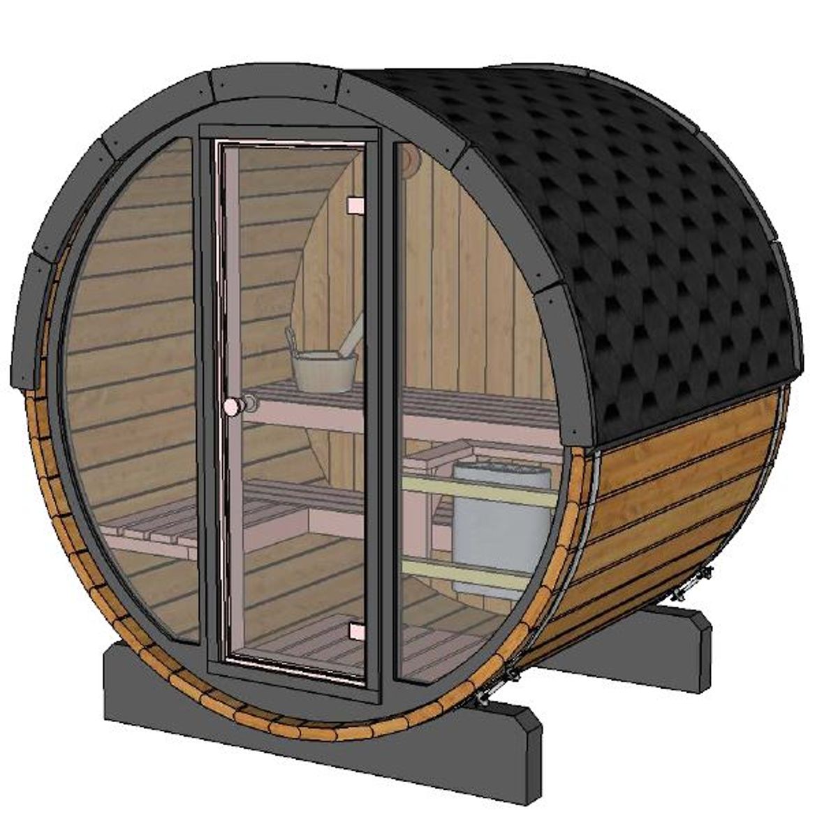 Pool Sauna med glasfront i thermowood (160 cm)