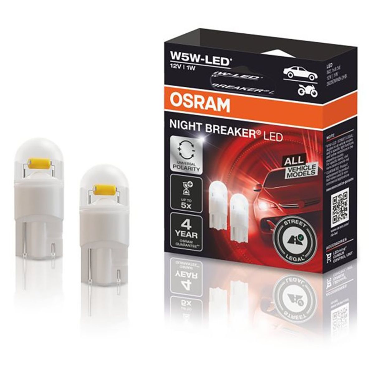 Osram Night Breaker W5W-LED 12V ECE godkendt - 2 stk.