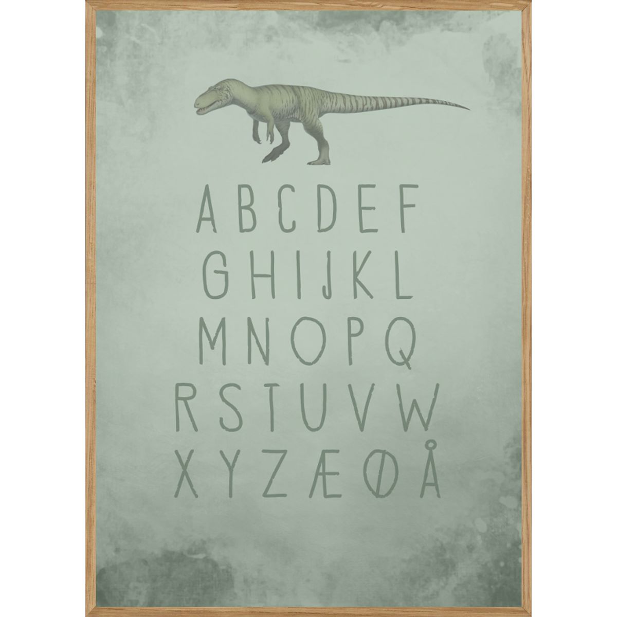 GREEN DINOSAUR ABC - BØRNEPLAKAT 50 x 70cm - BØRN > BØRNEPLAKATER - Living Nature