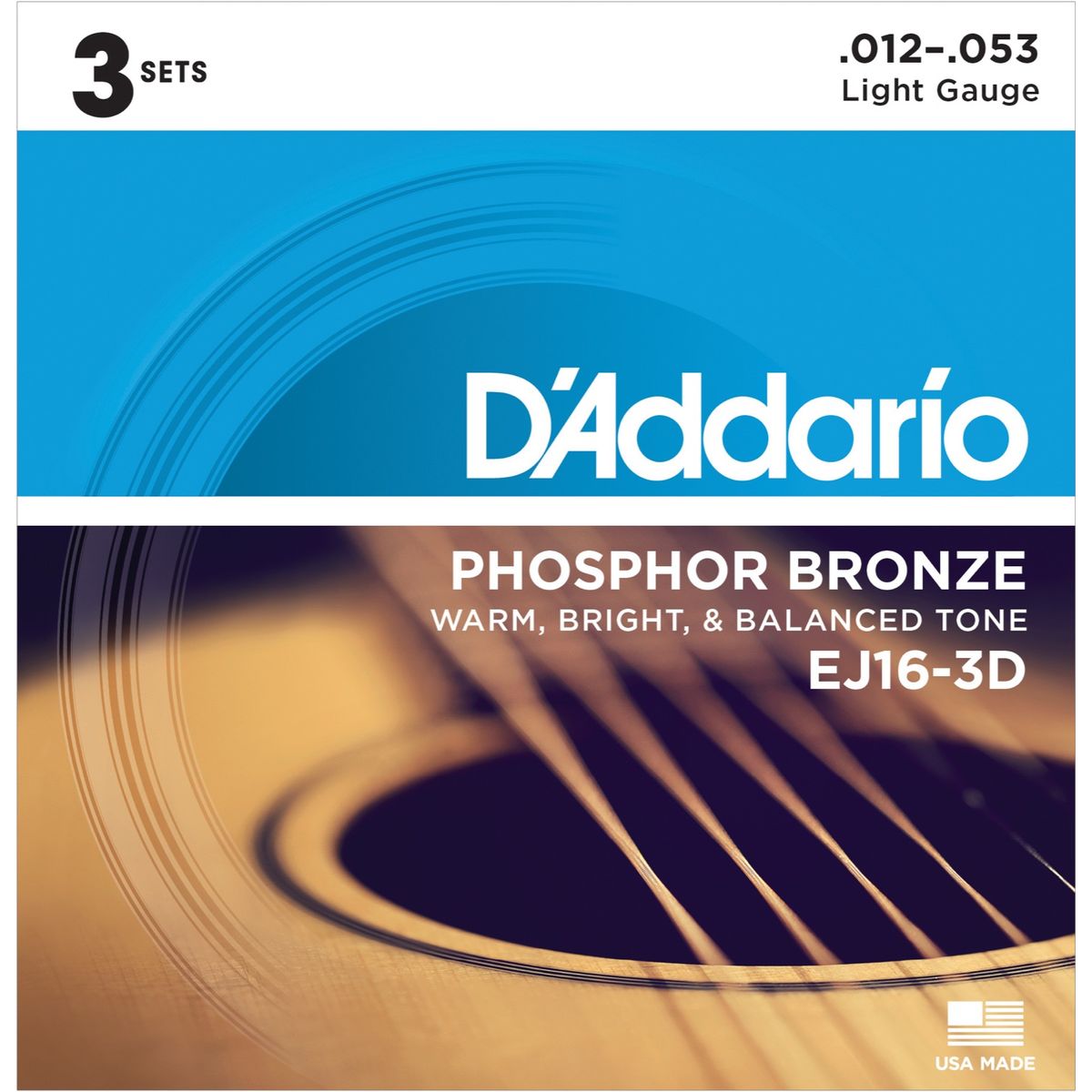 Daddario EJ16-3D Phosphor Bronze Guitarstrenge 3-Pak (Light, 12-53)