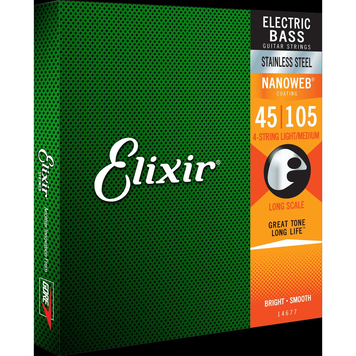 Elixir Nanoweb Stainless Steel Basstrenge (Medium, 4c, 45-105)