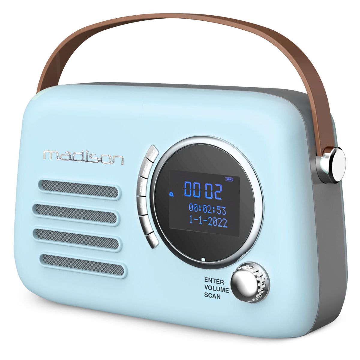 Madison Retro Radio m. Bluetooth, FM og DAB (Lyseblå)