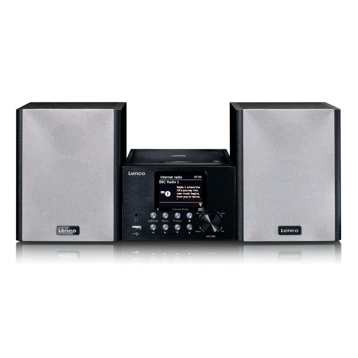 Lenco MC-250 MicroSet Mini Stereo & Internet Radio (Sort/Sølv)