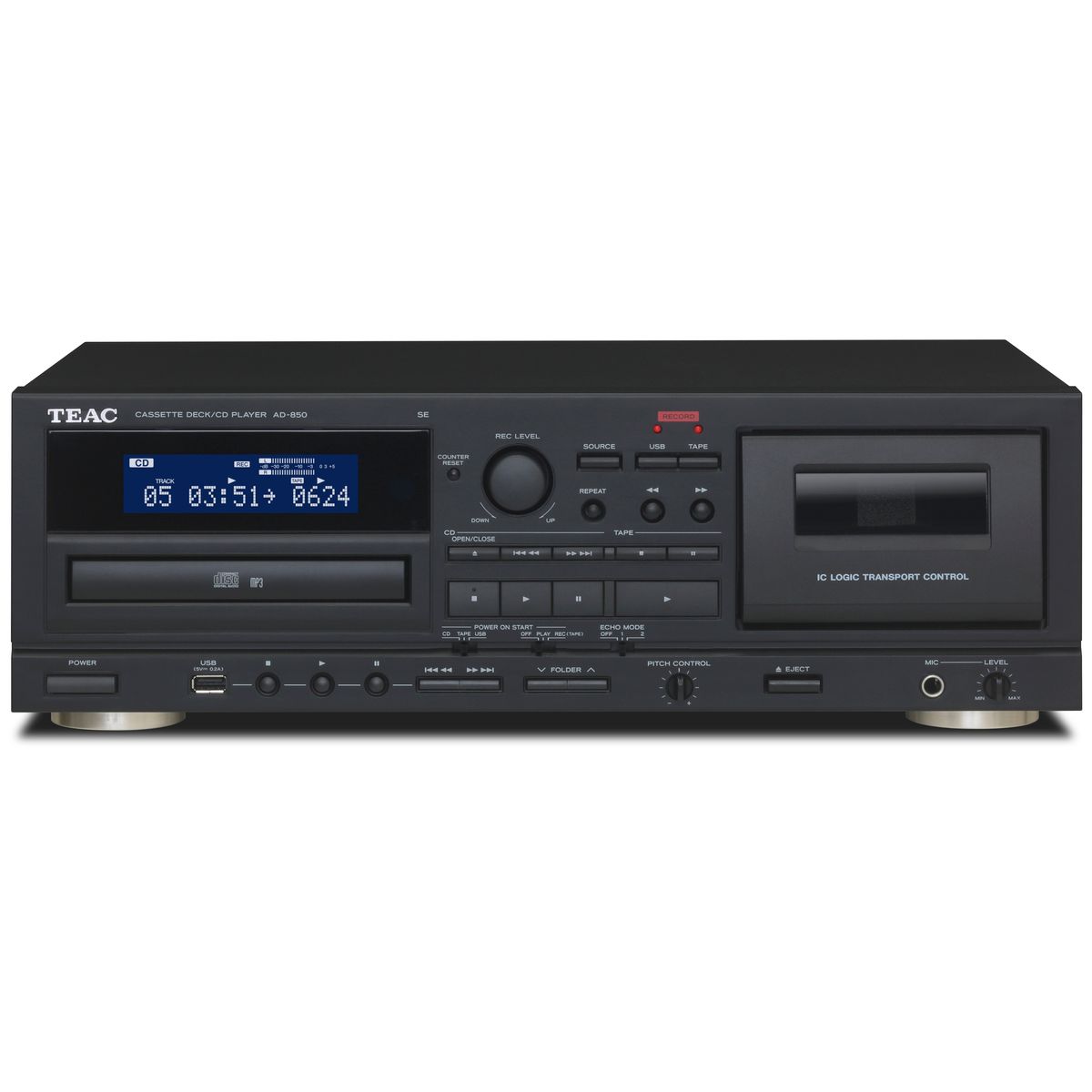 TEAC AD-850-SE CD- og Kassetteafspiller m. USB (Sort)