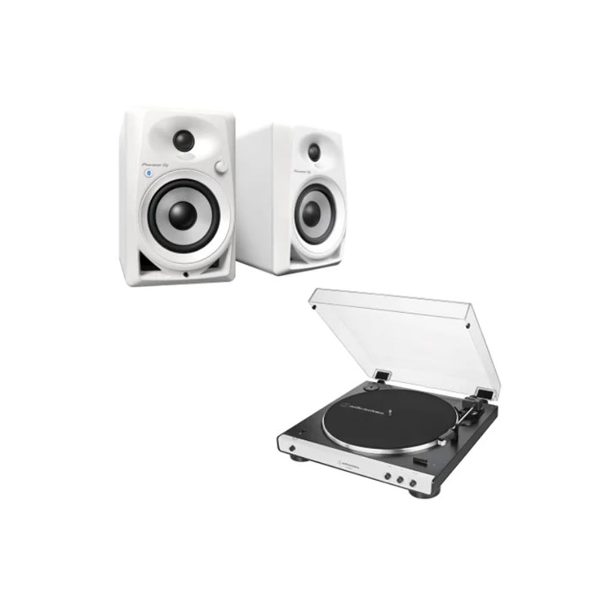 Audio-Technica AT-LP60XBT-WH + Pioneer DM-40BT-W Bluetooth højtalere