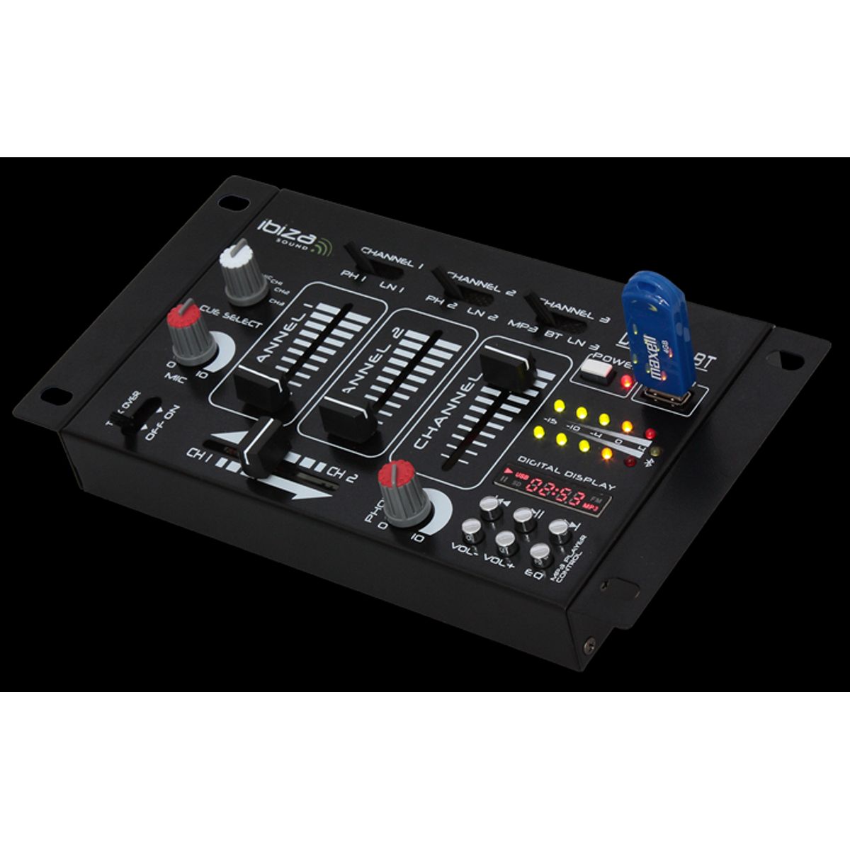 Ibiza DJ Mixer m. Bluetooth & USB