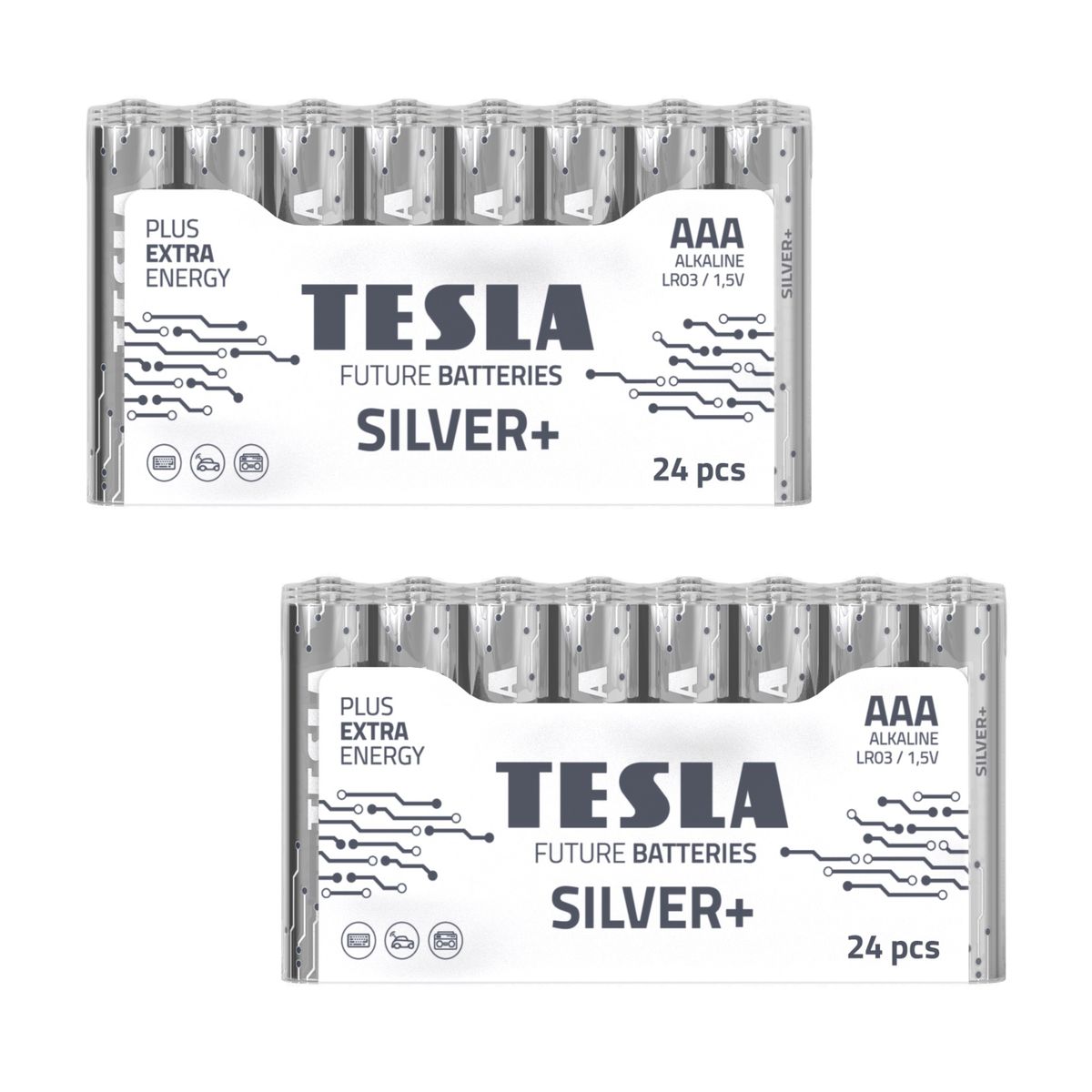 Tesla Silver+ AAA Alkaline Batterier (48 stk)