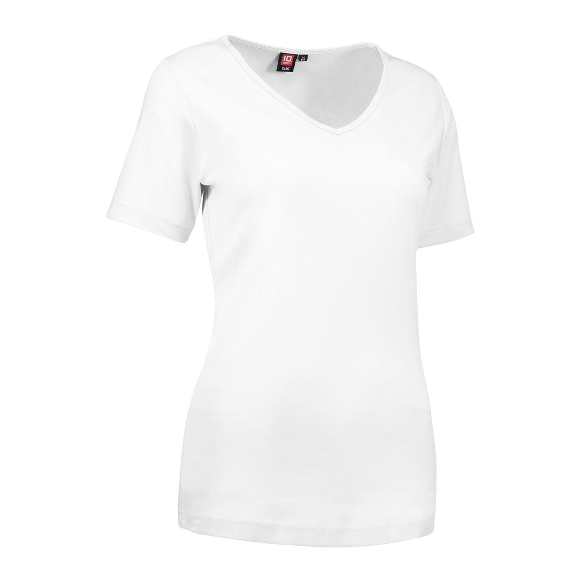 Hvid dame t-shirt med v-hals - L