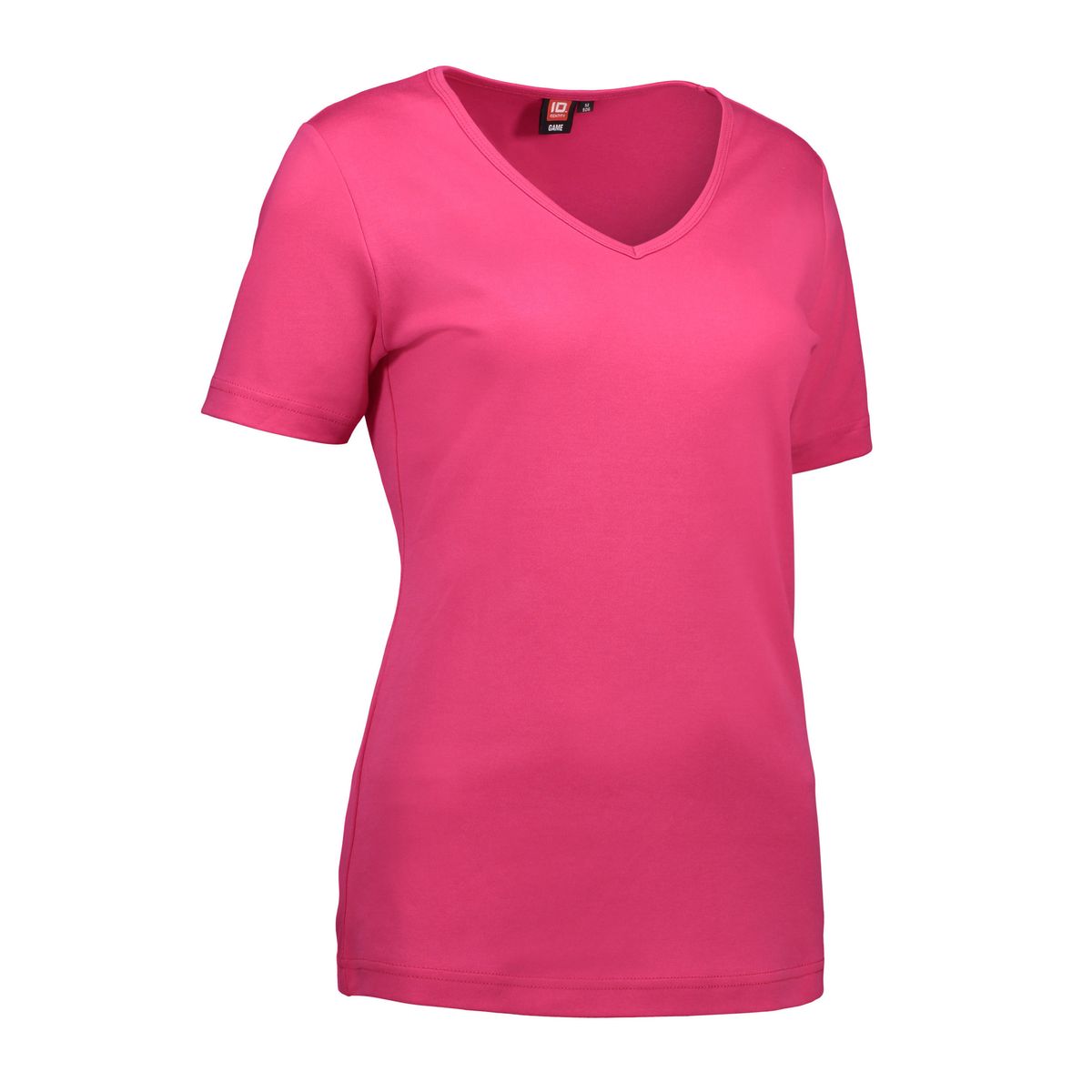 Pink dame t-shirt med v-hals - L