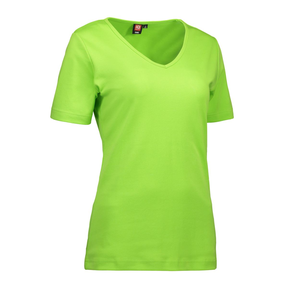 Lime farvet dame t-shirt med v-hals - S