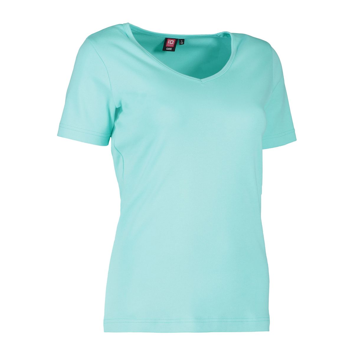 Dame t-shirt i mint med v-hals - S