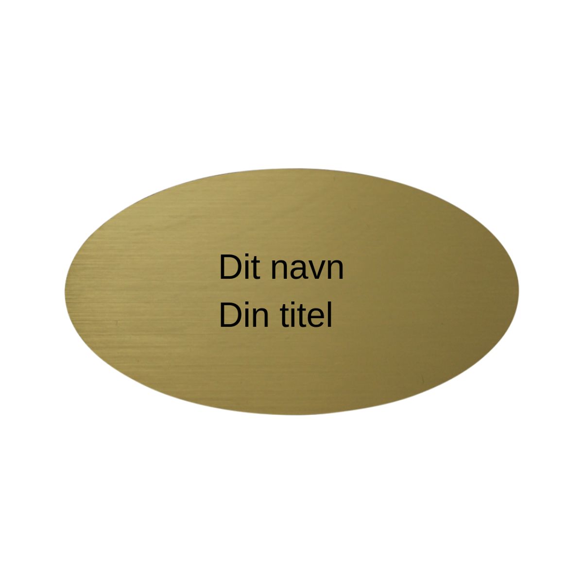 Rundt navneskilt med nål - Guld med sort skrift